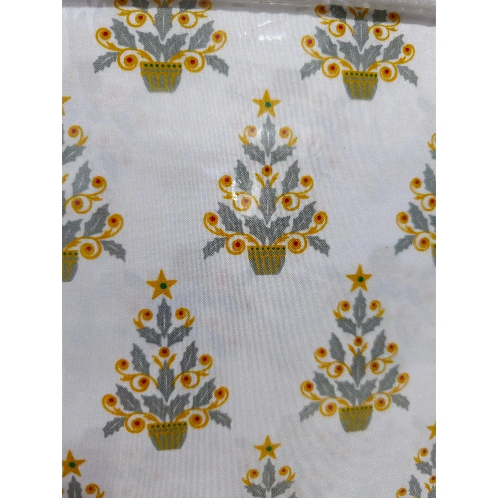 Lenox Queen 6 Piece Sheet Set Christmas Tree Holly White Gold Grey Holiday NEW